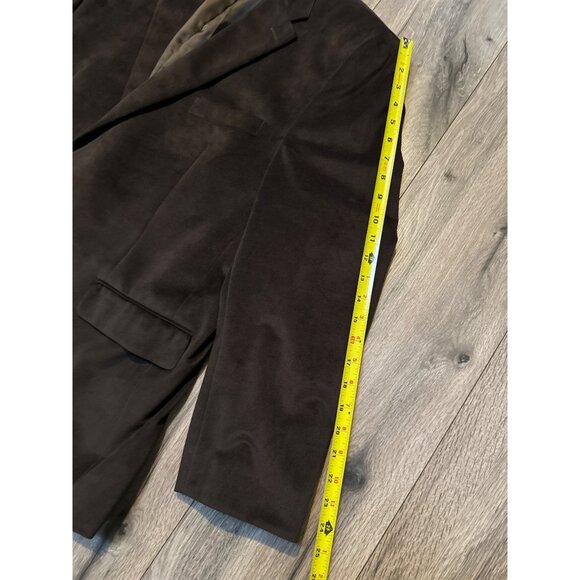 Chaps Brown Mens Blazer 46R Polyester Faux Suede Two-Button Suit Jacket Single V - Picture 10 of 14